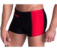 Aquarti Maillot de Bain pour Homme Boxer de Piscine avec Poche Zippe Grande Taille, Noir, 4XL