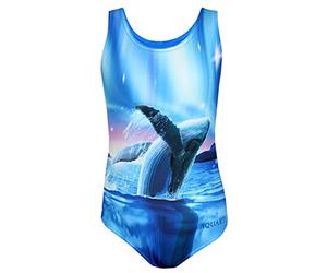 Aquarti Maillot de Bain Une Pièce Fille avec Dos Nageur et Imprimé Tendance, Baleine/Nuit Polaire/Bleu/Rose, 128