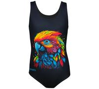 Aquarti Maillot de Bain Une Pièce Fille avec Dos Nageur et Imprimé Tendance, Perroquet/Noir, 116