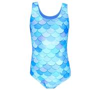 Aquarti Maillot de Bain Une Pièce Fille avec Dos Nageur et Imprimé Tendance, Sirène/Bleu/Turquoise, 122