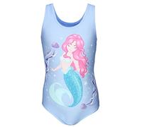 Aquarti Maillot de Bain Une Pièce Fille avec Dos Nageur et Imprimé Tendance, Sirène dans l'eau Bleu/Rose/Turquoise, 122