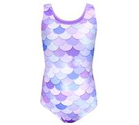Aquarti Maillot de Bain Une Pièce Fille avec Dos Nageur et Imprimé Tendance, Sirène/Violet/Violet, 134