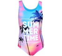 Aquarti Maillot de Bain Une Pièce Fille avec Dos Nageur et Imprimé Tendance, Summer/Time/Bleu/Pink/Violet, 140