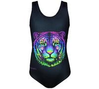 Aquarti Maillot de Bain Une Pièce Fille avec Dos Nageur et Imprimé Tendance, Tigre Coloré/Noir, 170