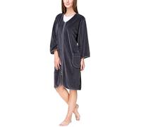 Aquarti Peignoir de Bain Court Manches 3/4 Velours pour Femme Robe de Chambre Zippee, Graphite, 5XL