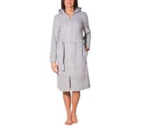 Aquarti Peignoir Femme avec Fermeture éclair et Capuche Robe de Chambre Zippée, Chiné/Gris, XL