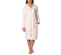 Aquarti Peignoir Femme avec Fermeture éclair et Capuche Robe de Chambre Zippée, Ecru, L