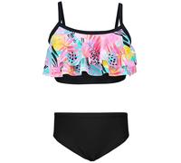 Aquarti Set Bustier Slip de Bikini Maillots de Bain Deux Pièces Filles Deux Pièces, 030I avec Volants/Feuilles/Rose/Jaune/Noir, 158