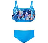 Aquarti Set Bustier Slip de Bikini Maillots de Bain Deux Pièces Filles Deux Pièces, 030J avec Volants/Feuilles/Orange/Bleu/Bleu Foncé, 140