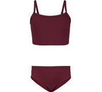 Aquarti Set Bustier Slip de Bikini Maillots de Bain Deux Pièces Filles Deux Pièces, 038 Jacquard Points Rouge Marron, 164