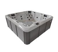 Aquasani Serenity - Spa Rigide - 5 Places (3 Sièges + 2 Allongées) - 35 Jets d’Eau, 12 Jets d’Air, Blower 700W - Ozone, Cascade, Aromathérapie - Habillage Bois Composite Gris - 199 x 199 x 78 cm