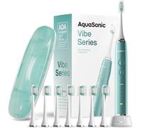 Aquasonic Brosse à dents électrique ultra-blanchissante - Acceptée par ADA - 8 têtes de brosse et étui de transport - Moteur 40 000 VPM et charge sans fil - 4 modes avec minuterie intelligente