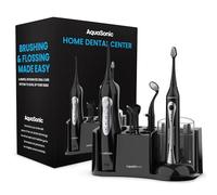 AquaSonic Home Dental Center Brosse à dents électrique rechargeable et hydropulseur intelligent - Système complet de soins bucco-dentaires familiaux - 10 accessoires et embouts inclus - Différents