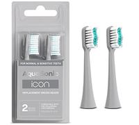 AquaSonic Icon Têtes de brosse de rechange | Compatible avec brosse à dents AquaSonic Icon | 2 têtes de brosse | pour dents normales et sensibles (argent)