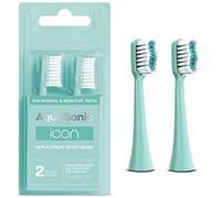AquaSonic Icon Têtes de brosse de rechange | Compatible avec brosse à dents AquaSonic Icon | 2 têtes de brosse | Pour dents normales et sensibles (vert)