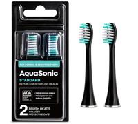 AquaSonic Lot de 2 têtes de brosse à dents de rechange standard pour dents normales et sensibles compatibles avec de nombreux manches de brosse à dents AquaSonic (noir)