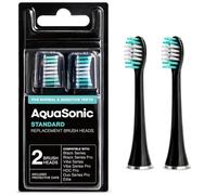 AquaSonic Lot de 2 têtes de brosse à dents de rechange standard pour dents normales et sensibles compatibles avec de nombreux manches de brosse à dents AquaSonic (noir)