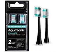 AquaSonic Têtes de brosse de rechange standard authentiques, noires | Capuchons de protection acceptés par ADA pour un rangement hygiénique, dents normales et sensibles, compatibles avec les