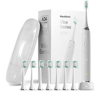 Aquasonic Vibe Series Brosse à dents ultra-blanchissante - Brosse à dents électrique acceptée par ADA - 8 têtes de brosse et étui de transport - Moteur 40 000 VPM et charge sans fil - 4 modes avec