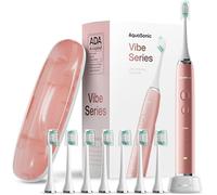Aquasonic Vibe Series Brosse à dents ultra-blanchissante - Brosse à dents électrique acceptée par ADA - 8 têtes de brosse et étui de transport - Moteur 40 000 VPM et charge sans fil - 4 modes avec