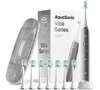 Aquasonic Vibe Series Brosse à dents ultra-blanchissante - Brosse à dents électrique acceptée par ADA - 8 têtes de brosse et étui de transport - Moteur 40 000 VPM et charge sans fil - 4 modes avec