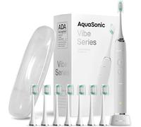 Aquasonic Vibe Series Brosse à dents ultra-blanchissante - Brosse à dents électrique acceptée par ADA - 8 têtes de brosse et étui de transport - Moteur 40 000 VPM et charge sans fil - 4 modes avec