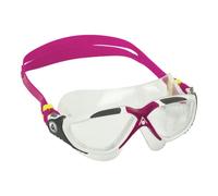 Lunettes de natation Aqua Sphere rose vert Vue avec verres blancs.