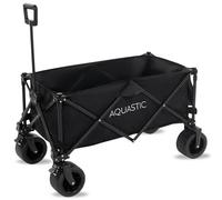 AQUASTIC Chariot de Transport Caro Noir - Roues durables en 100% PVC - Idéal pour Le Jardin et la Plage - avec Dossier réglable et Design Ergonomique - Capacité : 127 l