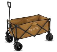 Aquastic - Chariot Pliant Caro 90x47x55 cm - Chariot De Transport Durable avec Grandes Roues 127L pour Plage Jardin Et Camping Marron