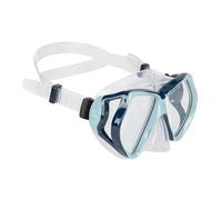 AQUASTIC Masque de plongée Shoal Bleu pour Adulte avec Double fenêtre en Verre trempé, Bracelet en Silicone de Haute qualité et Tablier, Forme Ergonomique, Design élégant