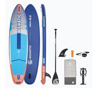 AQUASTIC Perth Planche de SUP gonflable de 3 m avec Drop-Stitch Lite, mousse EVA antidérapante de 3 mm, 3 poignées, 4 anneaux en D, lestage de 22,9 cm, laisse de 300 cm, sac à dos et kit de réparation