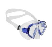AQUASTIC Shelly JR Masque de plongée pour Enfant avec Double fenêtre en Verre trempé Bracelet en Silicone résistant et Tablier de sécurité et Protection Bleu foncé