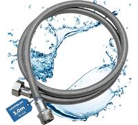 Aquastop 2982 Torsion Resistant Extension 3 M Washer/Dishwasher Connection I Armoured Hose 3/4 Inch Straight/Straight With Seal I Universal Use Inlet Hose