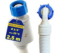 Aquastop Supply Hose for Washing Machine and Dishwasher 2.5 m with Safety Valve Straight and Angled Diameter 3/4 Inch Water Inlet Hose for Washing Machine and Washing Machine with 10 Year Guarantee