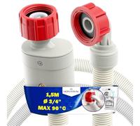 Aquastop Tuyau Machine à Laver et Lave Vaisselle 1,5m avec Soupape de Sécurité Droite et Coudée Ø 3/4" Tuyau Alimentation Machine a Laver Max 90°C - Garantie de 10 Ans - MONTERAL