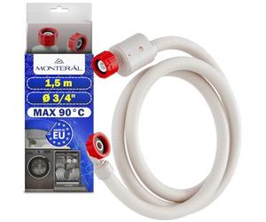 Aquastop Tuyau Machine à Laver et Lave Vaisselle 1,5m avec Soupape de Sécurité Droite et Coudée Ø 3/4" Tuyau Alimentation Machine a Laver Max 90°C - MADE IN EU - Garantie de 10 Ans - MONTERAL