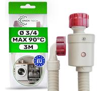 Aquastop Tuyau Machine à Laver et Lave Vaisselle 3m Soupapes Ø 3/4″ Gamme de Pression 0,2-10 Bar Jusqu'à 90°C - MADE IN EU - Garantie de 5 Ans - ONIX TECH