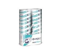 Aquastream Lucart, AquaStream 1, Papier hygiénique en rouleau à base de pâte pure, idéal pour les toilettes publiques et les bureaux, 6 rouleaux de 200 feuilles par paquet, 9,5x11 cm, 12 paquets