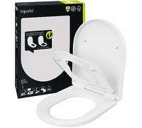 AquaSu® 407625 Abattant WC familial Lucky Family II en forme de D avec siège enfant intégré, amovible, système d'abaissement automatique, Top-Fix, antibactérien, blanc