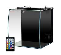 Aquatop Kit d'aquarium en verre avec filtre et éclairage LED tout en un pour poissons de bureau, idéal pour l'eau douce et l'eau salée, BFK-08