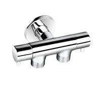 AquaUno Double robinet d'angle 1/2 x 1/2 x 1/2 - En laiton - 2 appareils - Pas de coincement - Eau chaude et froide - Lave-vaisselle
