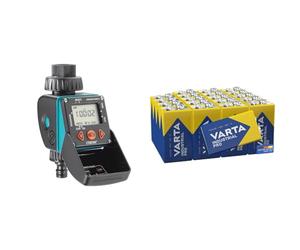 Aquauno Video-2 Claber, programmateur arrosage automatique à une voie & VARTA Piles Bloc 9V, lot de 20, Industrial Pro, Batterie Alcaline, pack de stockage, pour détecteurs de fumée, alarmes incendie