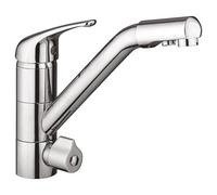 AQUAWATER, 105721, Robinet 3 voies chrome pour filtration d'eau de boisson, accès à eau chaude, froide et filtrée, installation facile sans perçage, compatible tous systèmes sous évier