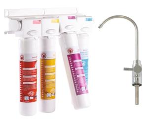 AQUAWATER, 106121, Kit d'ultra filtration sous évier pour eau de boisson - Système push & click, purification instantanée, élimine impuretés, goût et odeur, anti-PFas - entretien facile
