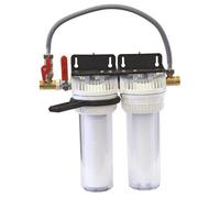 AQUAWATER - Station Filtre Double Anti-Tartre Avec By-Pass - Ø9''3/4 - Équerre De Fixation Et Clé De Desserrage Incluses - Blanc - Débit Max 1,5 m3/h - Pression Max 4 Bar