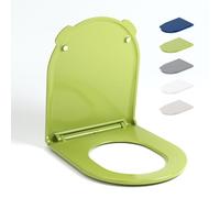 AQUAWISE Abattant WC en Forme de D,Cuvette Toilette avec Frein de Chute,Lunette de Toilette Universelle,Cuvette Wc Coloré,Design Antibactérien et Facile à Nettoyer,Sgancio Rapido a un Pulsante.