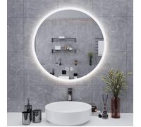 AquaWise Miroir Salle de Bain 80 cm avec LED 3 Couleur Réglable Antibuée, Mémoire, Verre Trempé HD 5mm, Cadre Aluminium IP44, Mural