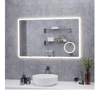 AquaWise Miroir Salle de Bain LED 100×60 cm Loupe 3X Éclairage Température Réglable Antibuée Gradateur Mémoire Verre Trempé 5 mm