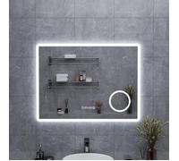 AquaWise Miroir Salle de Bain LED 80×60 cm Loupe 3X Éclairage Température Réglable Antibuée avec Gradateur Mémoire Verre Trempé 5 mm