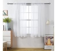 Aquazolax Lot de 2 panneaux de rideaux transparents blancs pour chambre à coucher, rideaux décoratifs en voile avec embrasses, 137,2 x 182,9 cm, blanc cassé